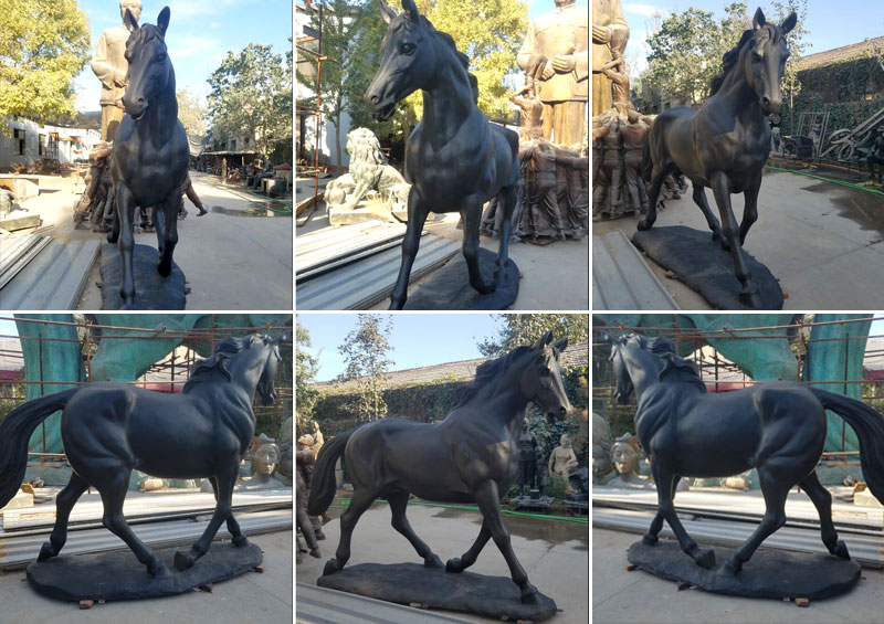 Outdoor race horse bronze statues 