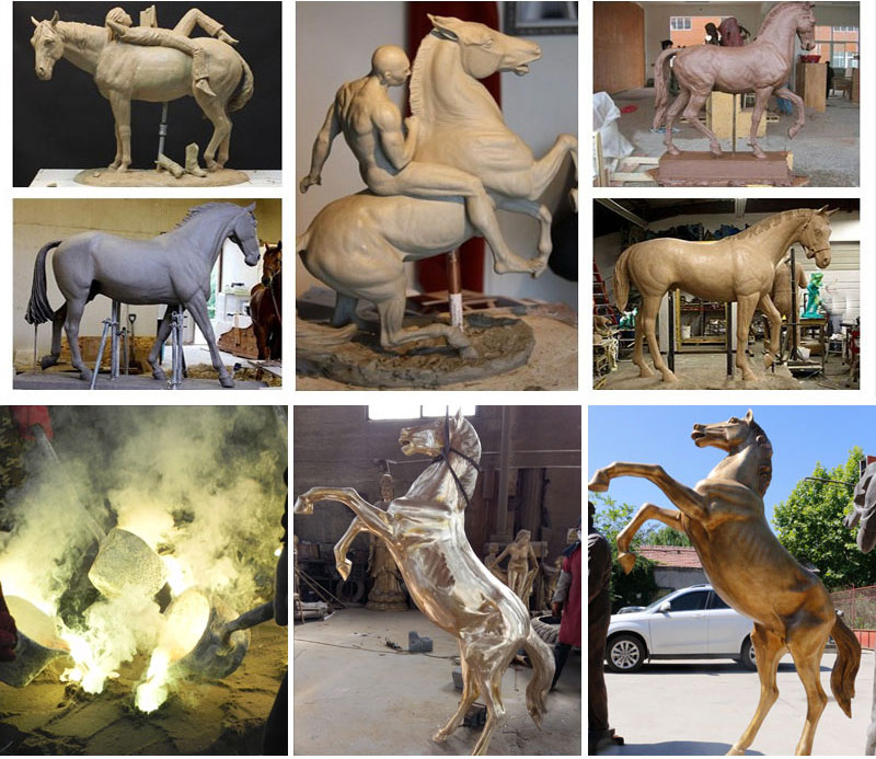 the process of making a bronze horse statue