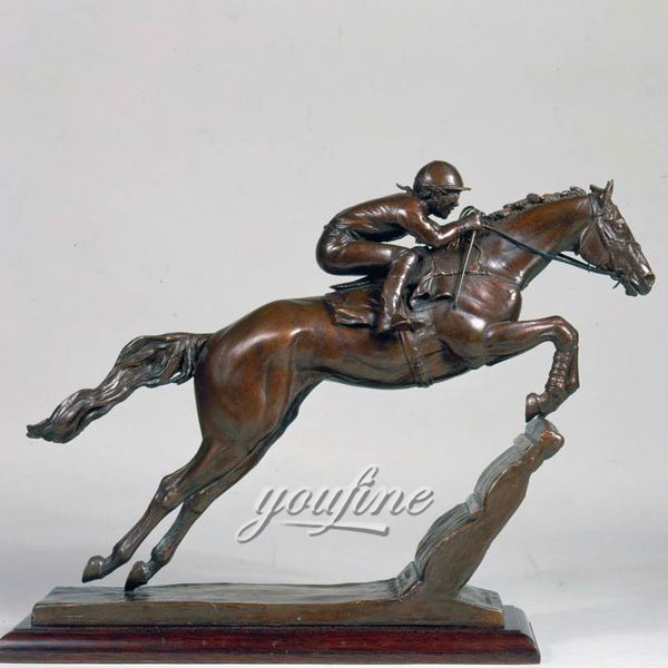 Art decor metal bronze horse and jockey figurines for sales