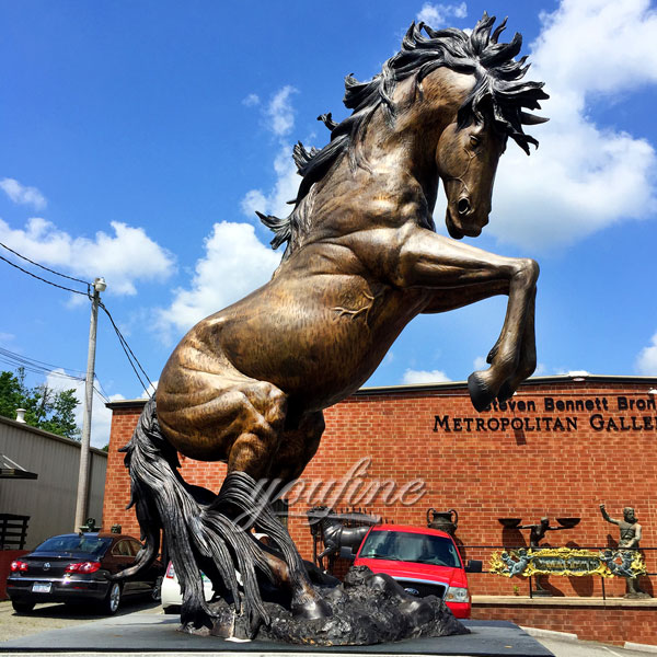 Classic Design Life Size Metal Bronze Roaring Horse jumping Sculptures for sale