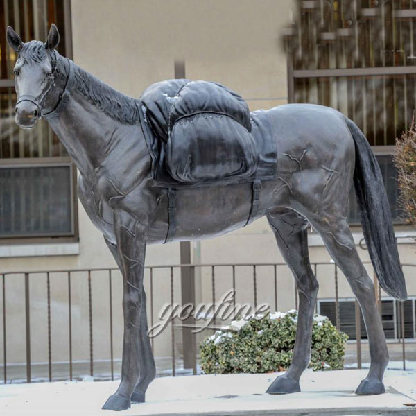 Garden park decor large metal bronze horse sculptures with bag for sale