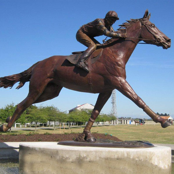 High Quality Bronze Race Horse Sculptures with riding man statues for sale