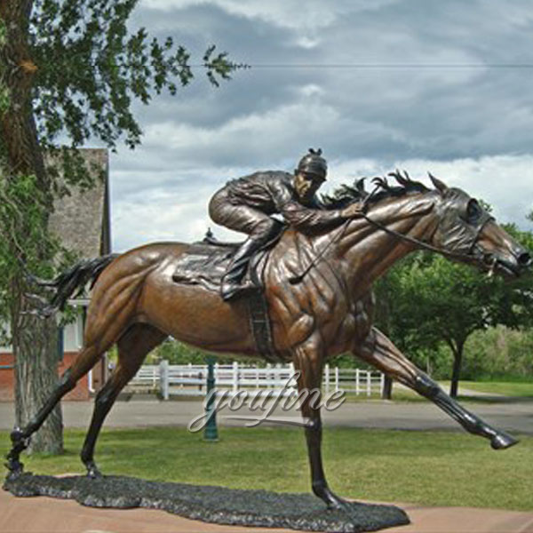 Life size bronze horse and jockey sculpture for art decor