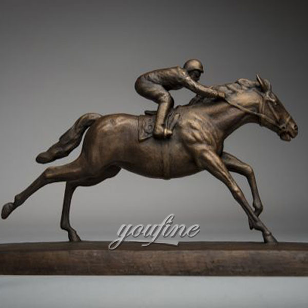 Metal art bronze race horse and jockey sculptures figurines for sale