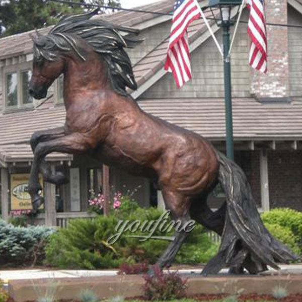 Outdoor jumping roaring bronze horse sculptures for sale