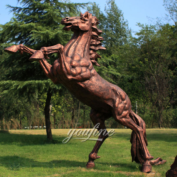 Outdoor jumping roaring bronze horse statues for sale