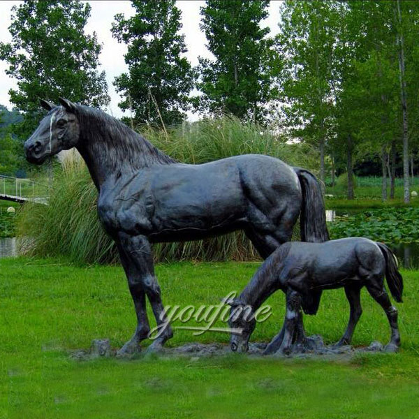 outdoor garden decoration animal sculpture metal bronze horse with poney sculptures for sale