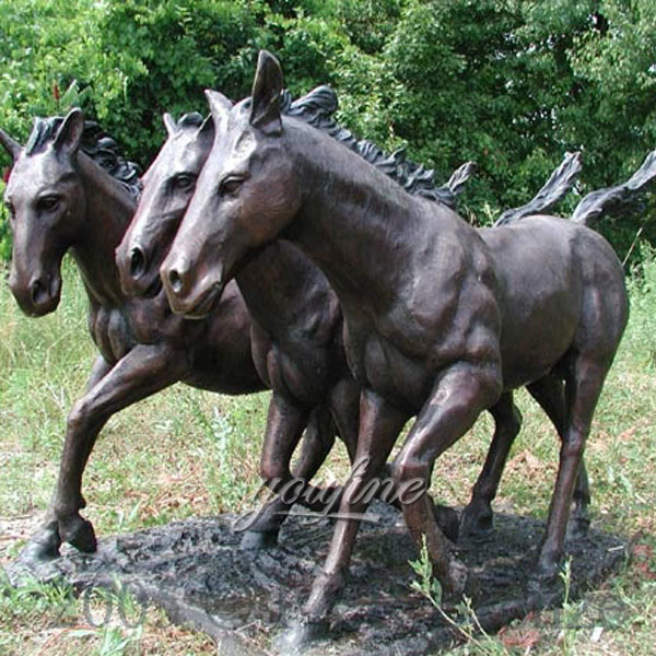 outside full size bronze equisition horse sculptures for garden decor